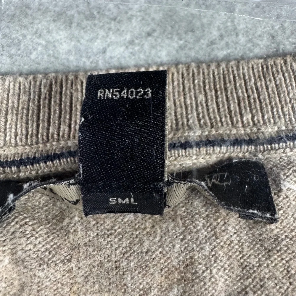 Banana Republic V-Neck Sweater Mens L Tan Excellent Cotton Blend Knit RN54023